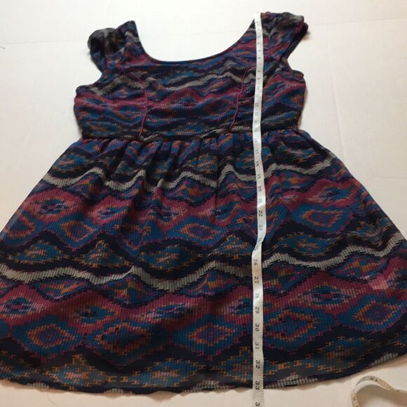 Band Of Gypsies mini cap sleeve boho Aztec southwestern print dress Sz Medium - Picture 12 of 15